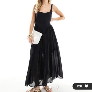 Sold - ASOS DESIGN voile picnic midi sundress in black